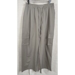 NWT ALLIE ROSE Women's‎ Sz L Large Grey Pocket Cargo Pants Rtl $79.95 Wide Leg